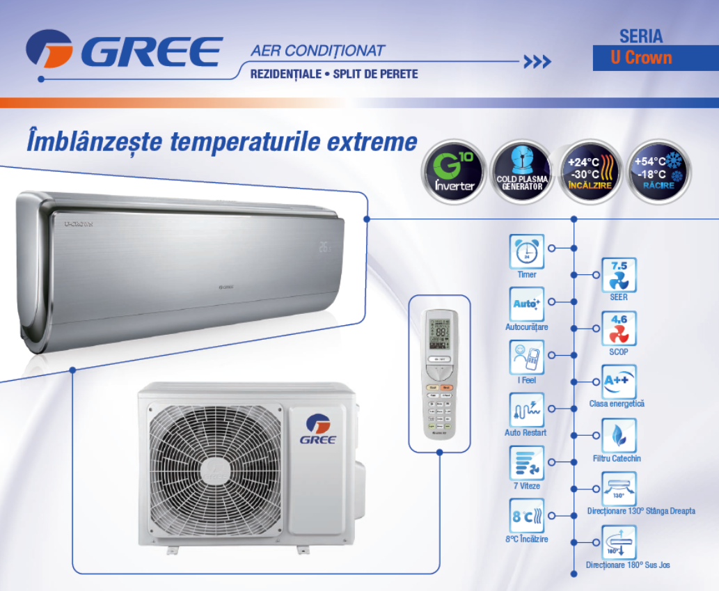 Кондиционер GREE U-CROWN, SILVER Inverter GWH12UB-12000 BTU